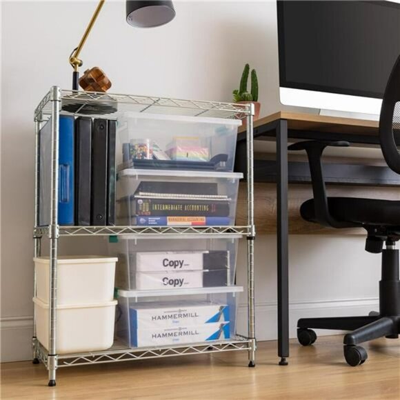 Clear Plastic Storage Bins with Lids 4 Pack Stackable Craft Organizer Box - Picture 2 of 7